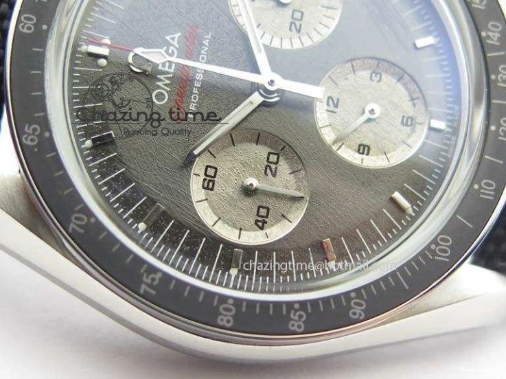 0314 Speedmaster Apollo XVII Gray Dial On Black Nylon Strap Manual Winding Chrono Movement FastDry 8208